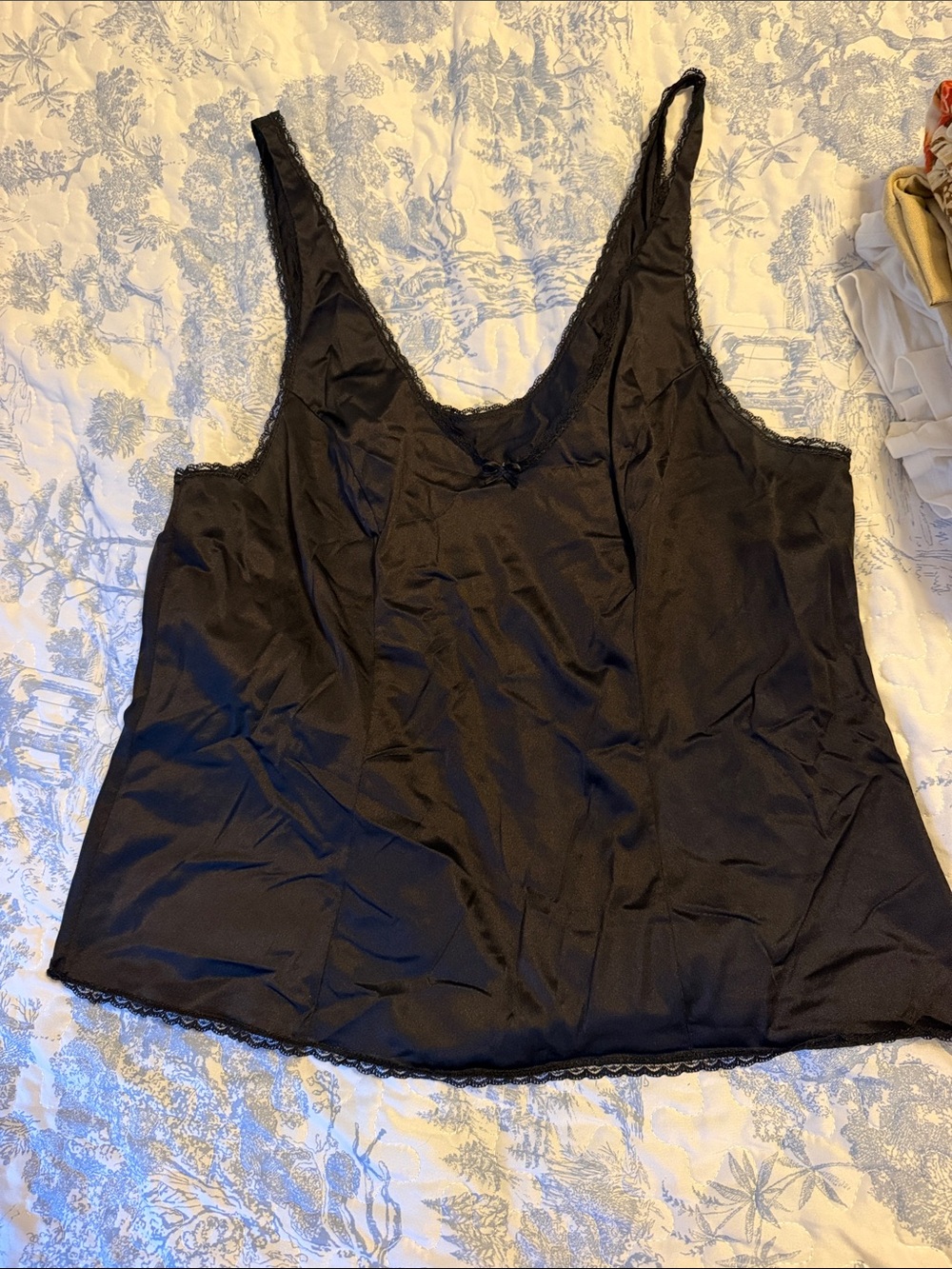 Vintage Vanity Fair Black Nylon Camisole Top Lace Trim Style 17-760 Size 40 / L